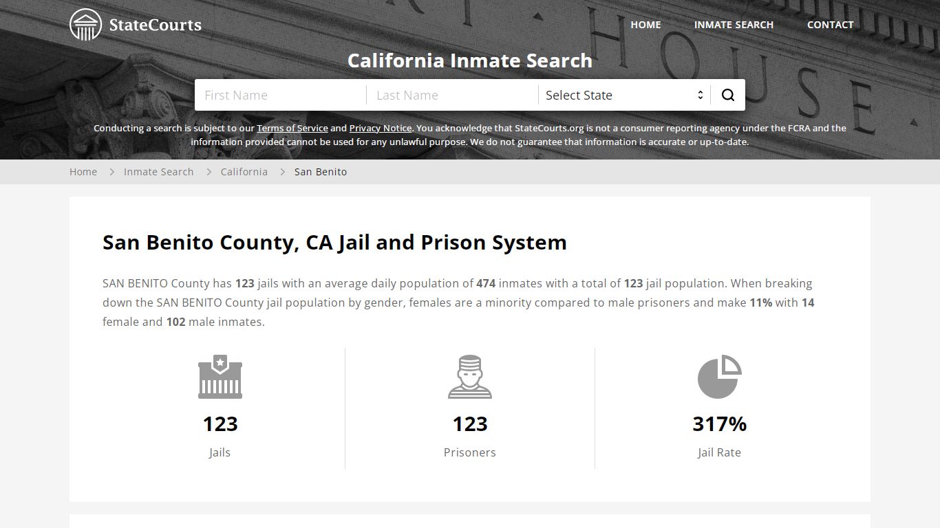 San Benito County, CA Inmate Search - StateCourts