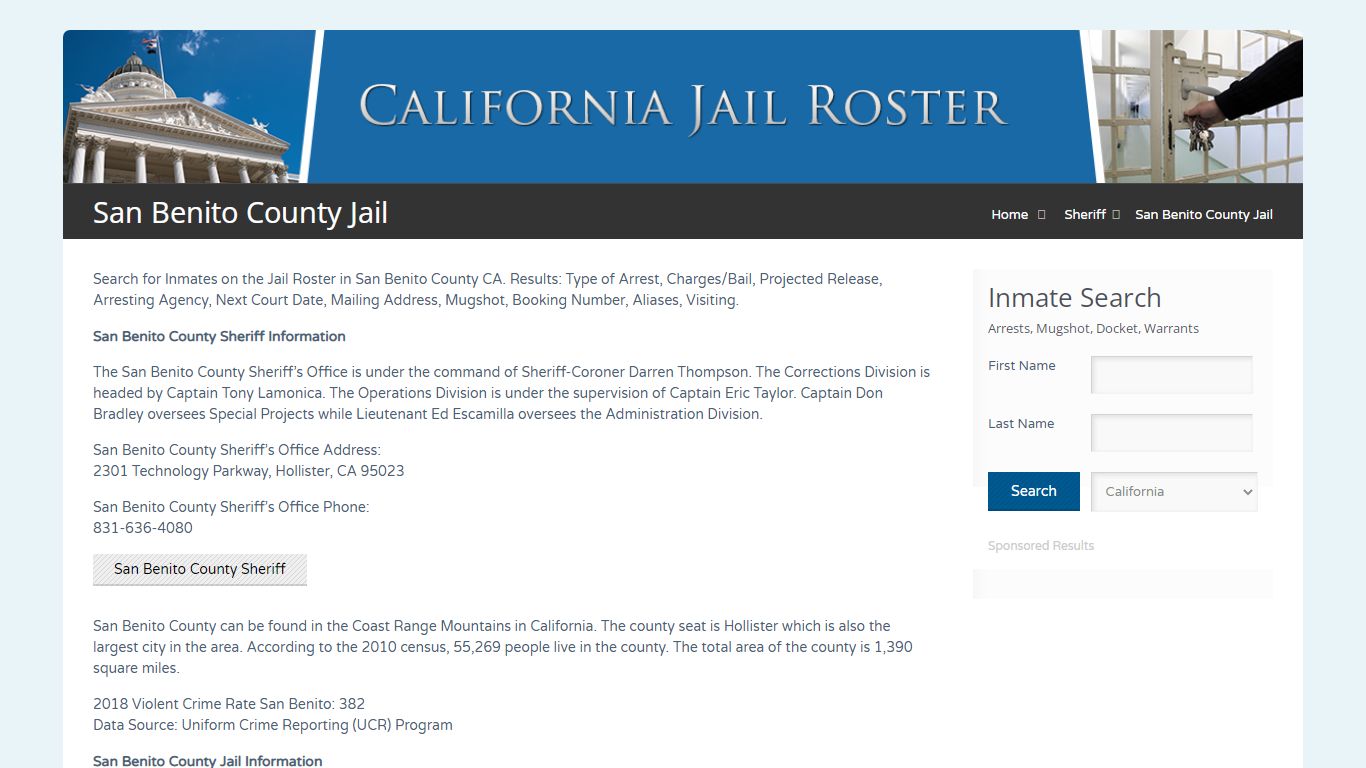 San Benito County Jail | Jail Roster Search